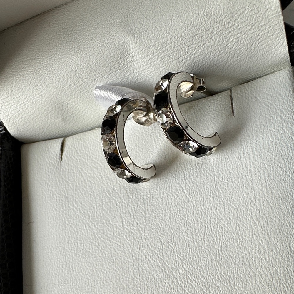 Elegant Silver and Black Hoop Earrings